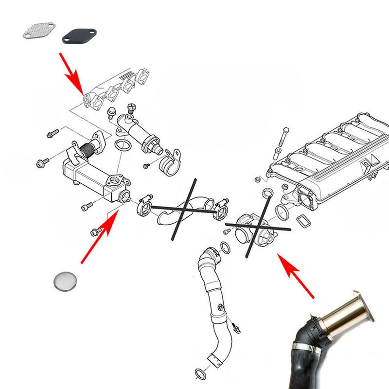 EGR lock kit för BMW 3.0 M57N2 E60 E61 E65 E83 E53 dieselmotor