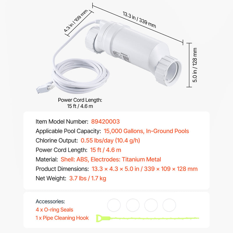Sól Chlorgenerator 20 komórki 15/89420001 40 000 galonów dla basenów