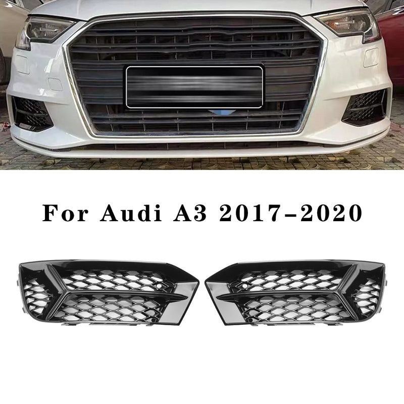 2017-2020 Audi A3 foran støtfanger Grill Tåkelys Deksel Lampe Ramme Trim Fit
