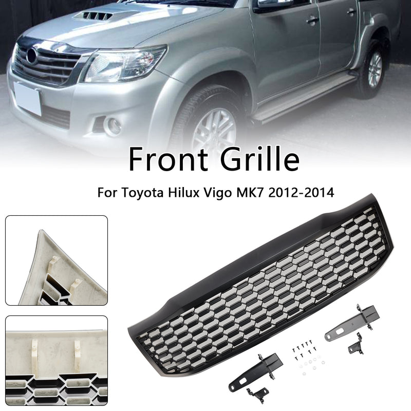 2012-2014 Toyota Hilux Vigo MK7 Mattsvart främre stötfångargrill