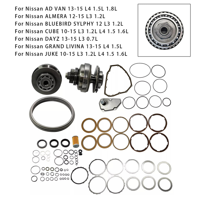 2012–2015 Nissan SYLPHY L4 1.6L 1.8L 2.0L Getriebe Master Rebuild Kit &amp; Pulley Set W/Gürtel JF015E RE0F11A