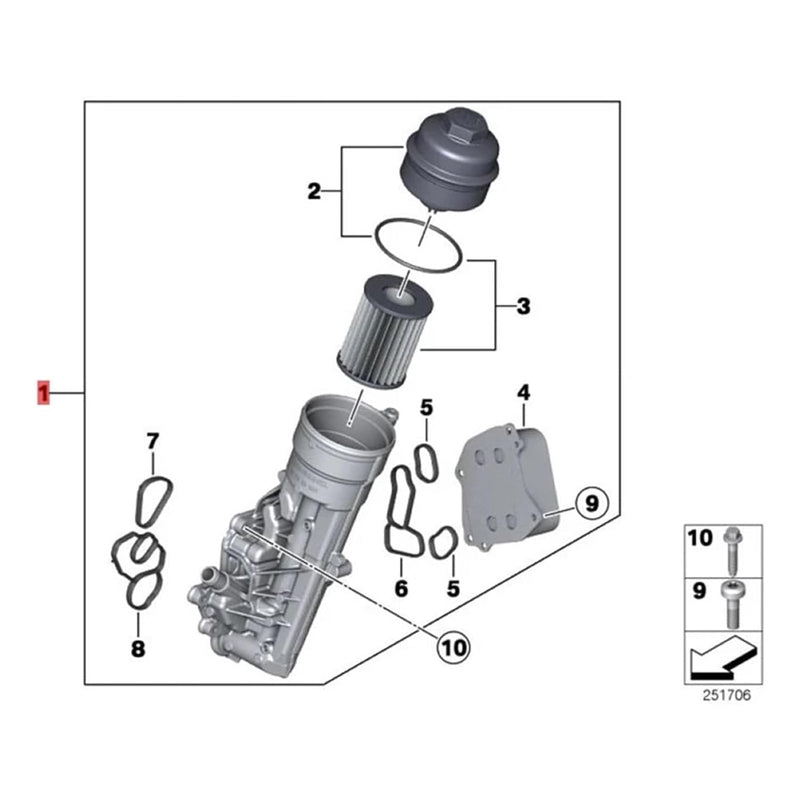 2010/07-2015/02 BMW 1 Series Linkslenker F20 Motorölkühler Filtergehäuse 11417600468