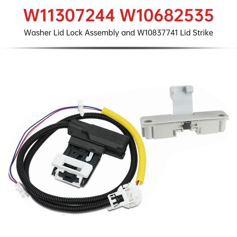 W11307244  W10682535 Pesukoneen kannen lukko ja W10837741 Kannen pysäytin Maytagille