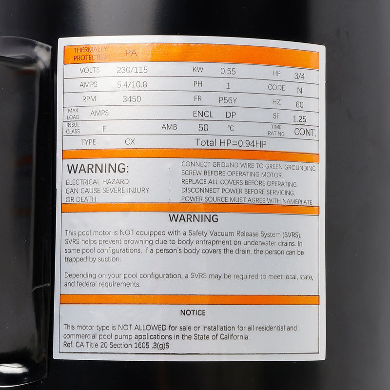 B2852 Kwadratowy silnik pompy wlotowej, 3/4 KM, 3450 obr/min