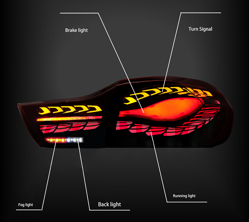 2014–2020 BMW F36 (Gran Coupé/Cabrio) L&amp;R getönte LED-Rückleuchten, Rückleuchtenbaugruppe 63217296100 63217296099