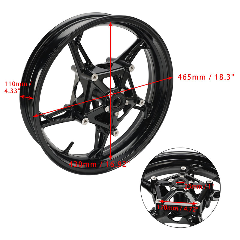 Błyszcząca czarna felga przednia pasująca do BMW S1000R/ RR/ XR K63/ K67/ K69 2019-2023