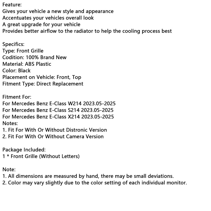 2024+ Mercedes-Benz E-Class W214 S214 X214 Front Bumper Grill Grille