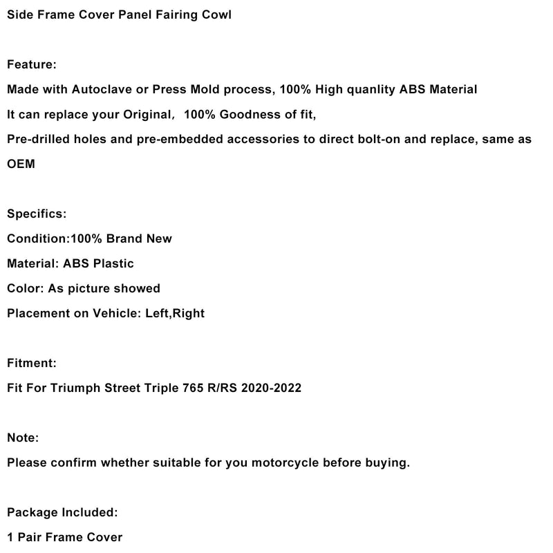 2020–2022 Street Triple 765 R/RS Seitenrahmen-Abdeckungsverkleidung
