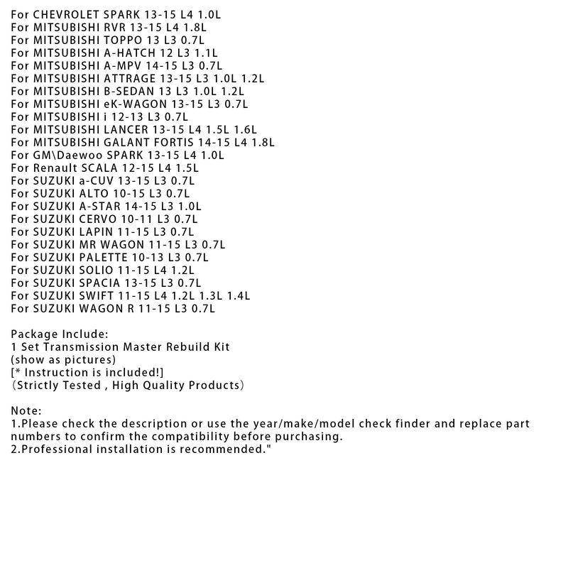 2013–2015 Nissan AD VAN L4 1,5 l 1,8 l Getriebe Master Rebuild Kit &amp; Pulley Set W/Gürtel JF015E RE0F11A