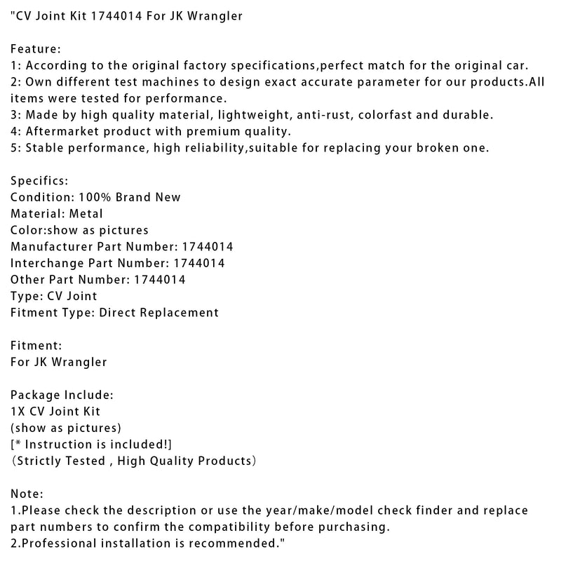 Gleichlaufgelenksatz 1744014 für JK Wrangler