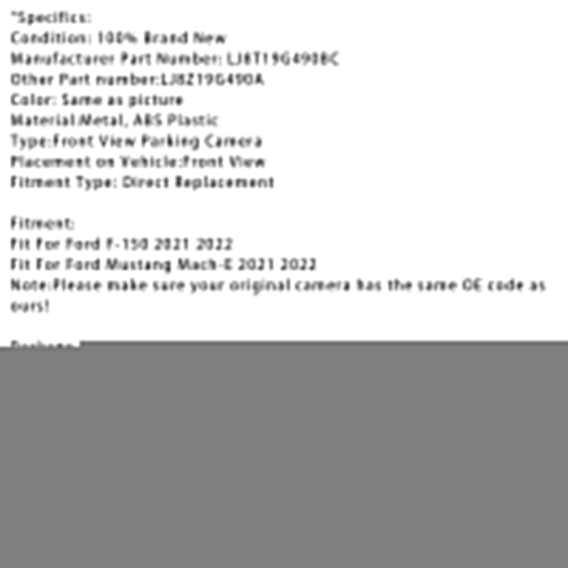 2021-2022 Ford F-150 Mustang Mach-E Front View Parking Assist Camera For LJ8T19G490BC