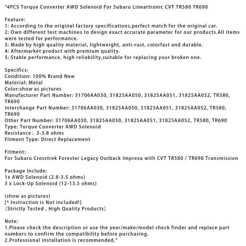 Subaru Lineartronic CVT TR580 TR690 4PCS Drehmomentwandler AWD-Magnet