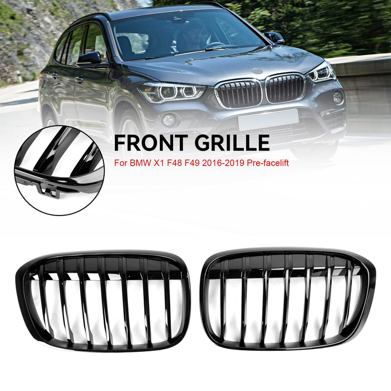 2016–2018 BMW X1 F48 F49 glänzend schwarzer Front-Nierengrill, 2 Stück