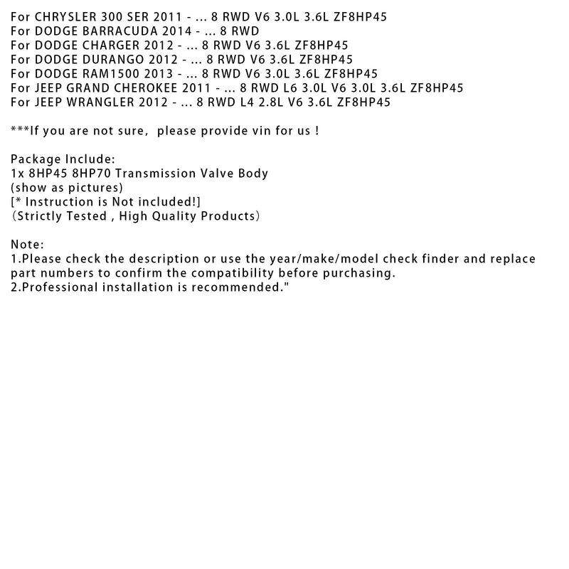 2012-up DODGE DURANGO 8 RWD V6 3.6L Getriebeventilkörper 8HP45 8HP70