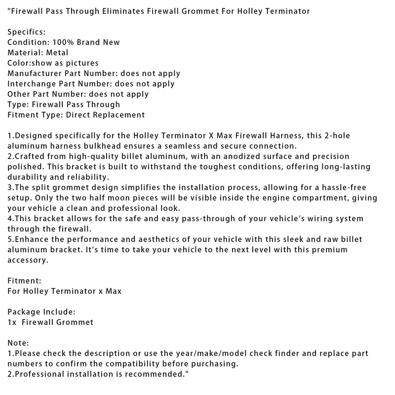 Firewall Passage fjerner firewall -blå mærker til Holley Terminator x Max