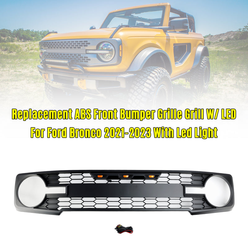 Schwarzer Frontgrill mit LED-Licht passend für Ford Bronco 2021–2023