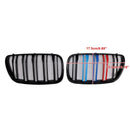 2 Stück Frontstoßstangengrill in Hochglanzschwarz passend für BMW X3 E83 2007-2010 LCI