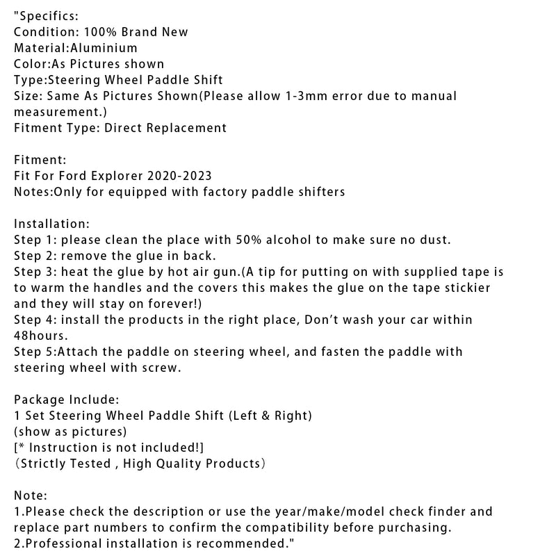 2020-2023 Lenkrad Paddle Shifter Erweiterung Für Ford Explorer Aluminium