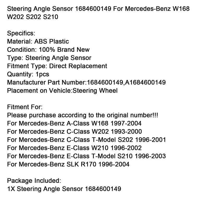 Lenkwinkelsensor 1684600149 Für Mercedes-Benz W168 W202 S202 S210