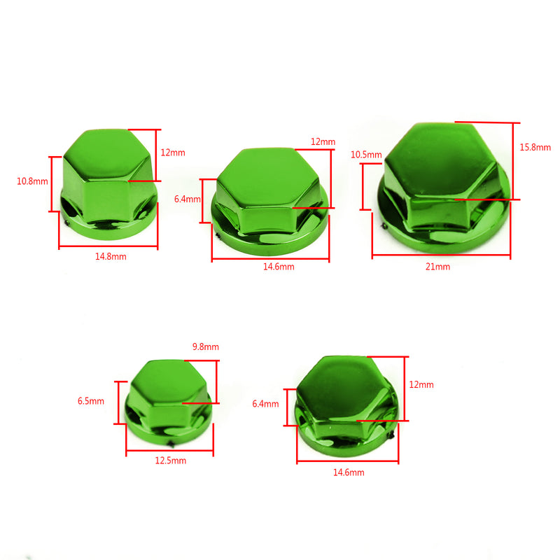 30 tapas protectoras para tornillos, tapa para tornillos hexagonales, color verde, apto para Kawasaki