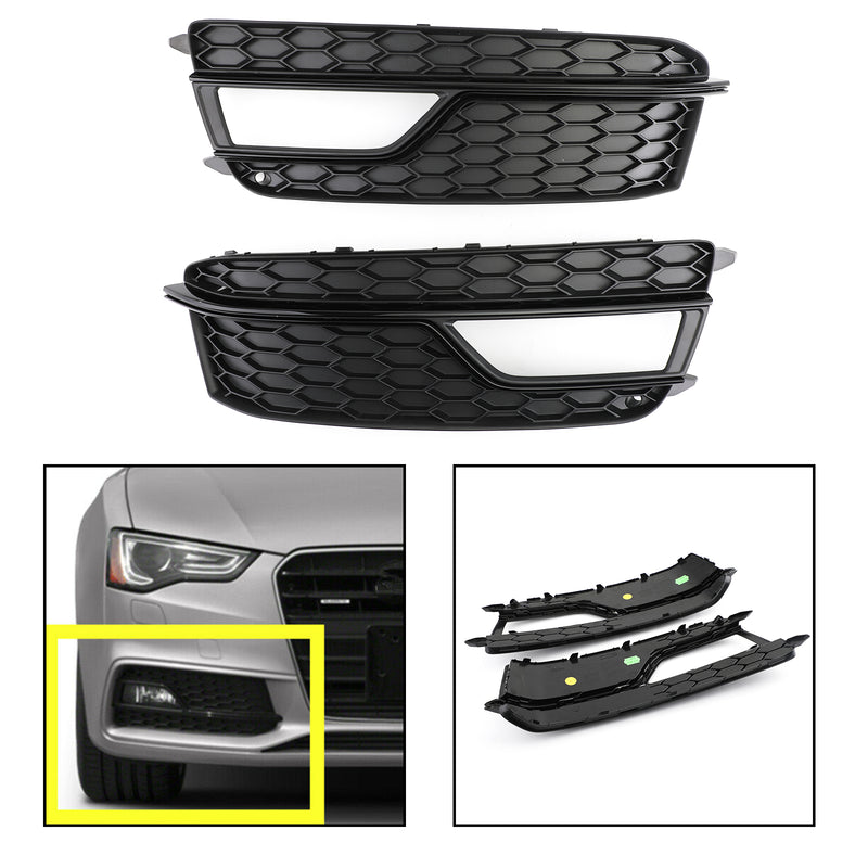 2013-2016 AUDI A5 S-Line S5 Par främre dimlampa Svart trim Grillar Grill