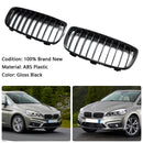 Grade de radiador preta brilhante, grade de barra dupla de rim para BMW Série 2 F45 F46 2015-18