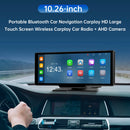 10,26"Sistema de navegação automotiva portátil com Bluetooth, função CarPlay sem fio e câmera AHD.