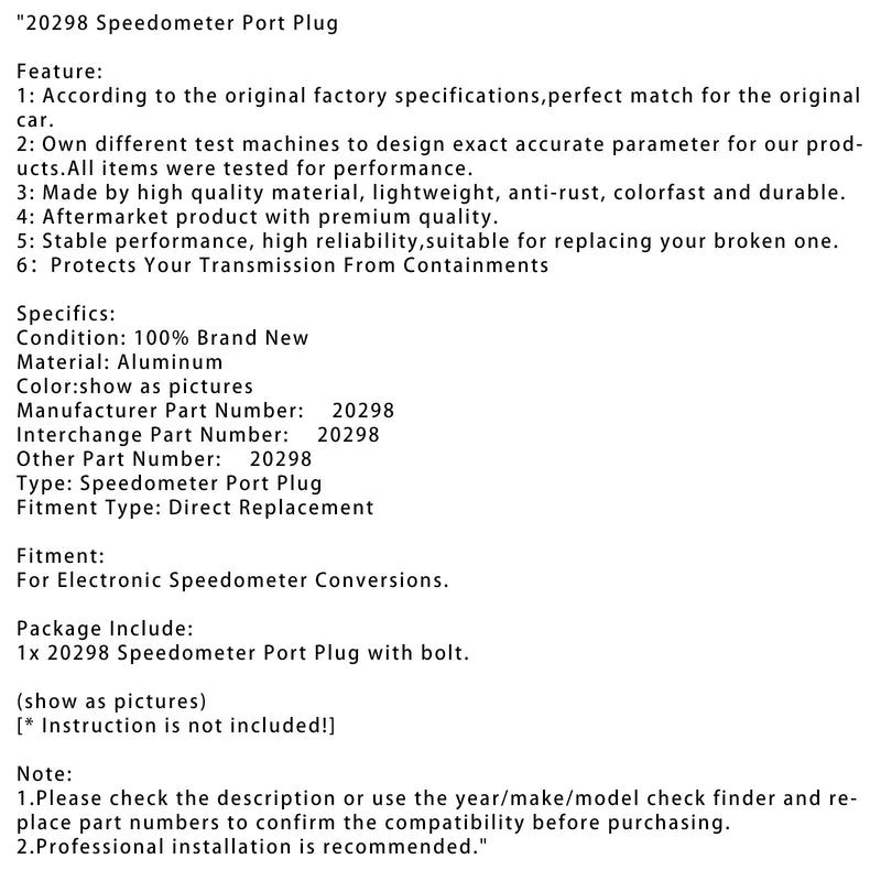 20298 Zástrčka pro připojení tachometru