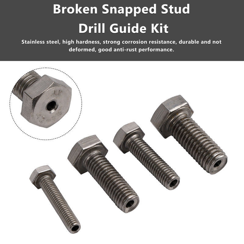 Stainless Steel M6 & M8 & M10 & M12 Broken Snapped Stud Drill Guide Kit 4PCS