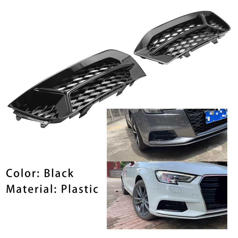 2017-2020 Audi A3 foran støtfanger Grill Tåkelys Deksel Lampe Ramme Trim Fit