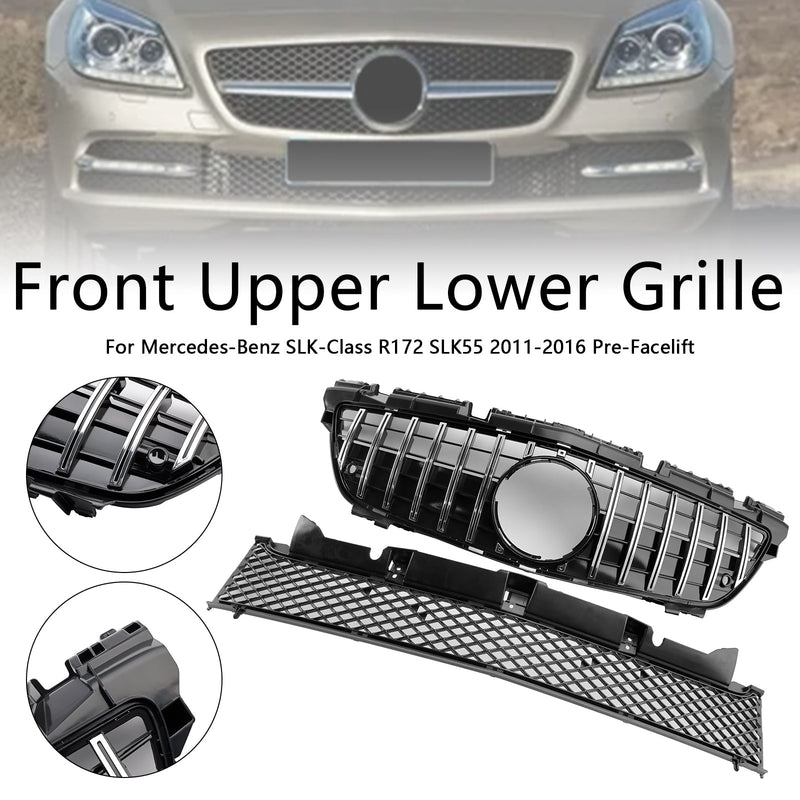 2011-2016 Mercedes-Benz SLK-luokka R172 SLK55 PRE-Facelift Chrom etuosa Oberen Alempi jäähdytys Grille Fit Mercedes SLK-luokka R172 SLK55