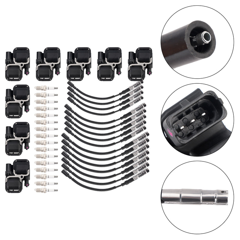 2003-2008 Mercedes Benz SL55 AMG 8x Ignition Coil+16x Spark plug +16x Wire Set UF359 0001587303