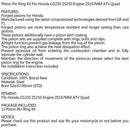 Piston Engine For ZS250 Honda Kit Pin CG250 ZS167MM STD Ring ATV 67.00mm Quad/A