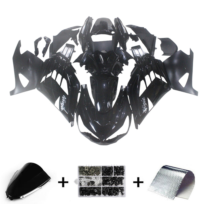 Amotopart Kawasaki ZX14R ZZR1400 2012-2022 Black Fairing Kit