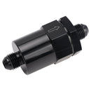 Adaptador de filtro de sistema de combustible en línea AN6 negro con elemento filtrante de 30 micrones