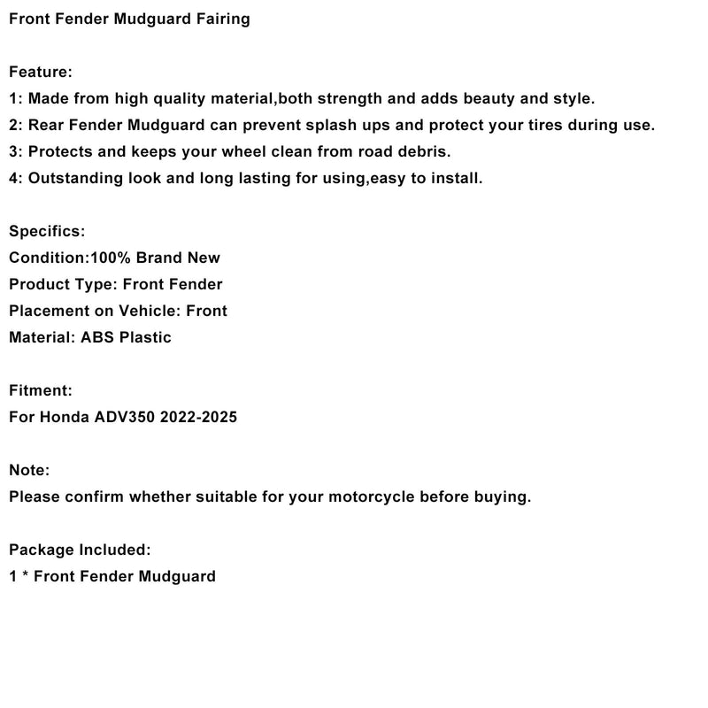 2022–2025 Honda ADV350 Kotflügel vorne Kotflügel Verkleidung