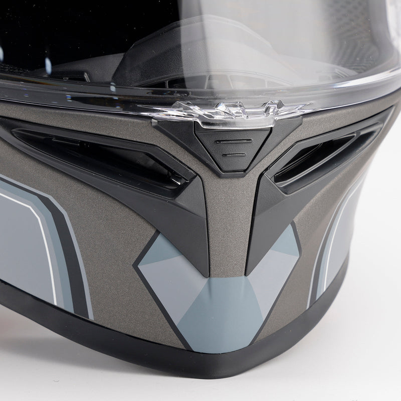 Prick motorcykelhjälm för vuxna, gata, integrerad hjälm, grå/vit