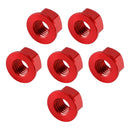 Pakke med 6 aluminium bakhjulsflensmuttere M10x1,5mm rød for motorsykkel