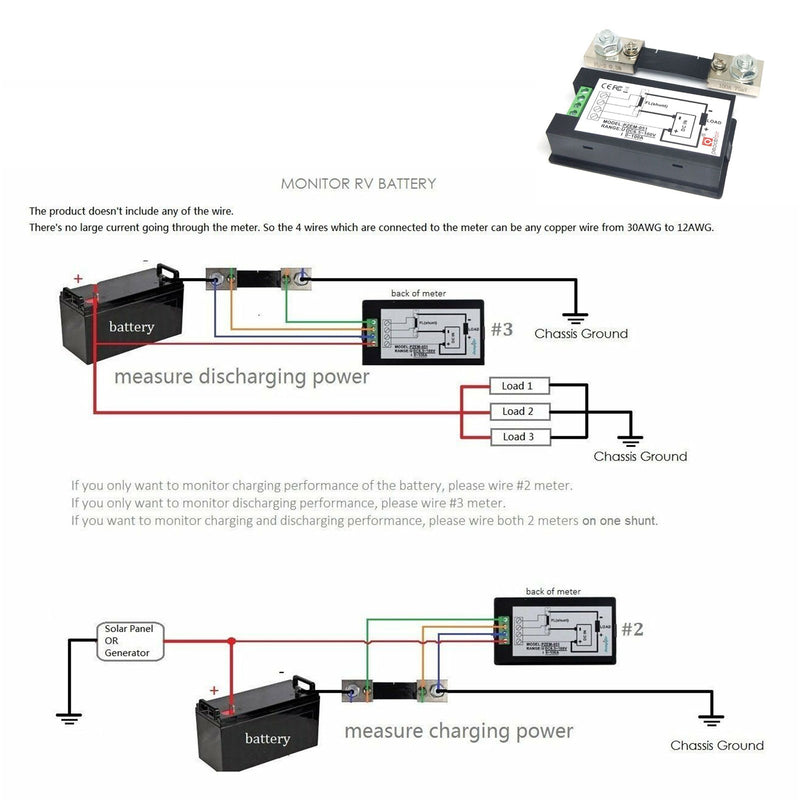 DC 100A 100V Digital LCD Spänningsdisplay Voltmeter Amperemeter Wattmeter