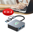 4-in-2 Type-C + USB-USB3.2*4-liitäntä Hub Adapter Dock MacBook iPad 15:lle