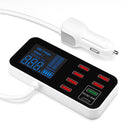 USB-Ladegerät PD5V1A QC3.0 Display Kleines Auto 8 Port Autoladegerät Zigarettenanzünder