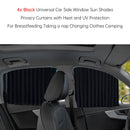4 PCS Universal Car Side Window Sun Shades Black For Breast feeding Taking a nap