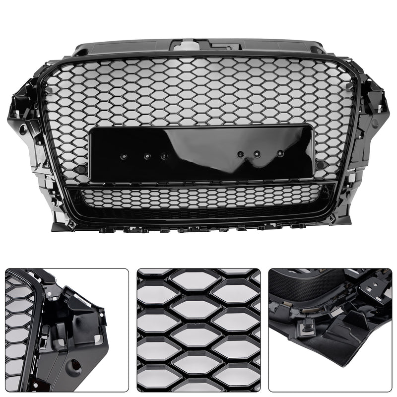 RS3 Style Front Honeycomb Bumper Grill für Audi A3 S3 2013-2016 mit Quattro