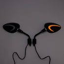 Black LED Turn Signal Mirror Pair 10mm Right-hand threading For Piaggio Vespa