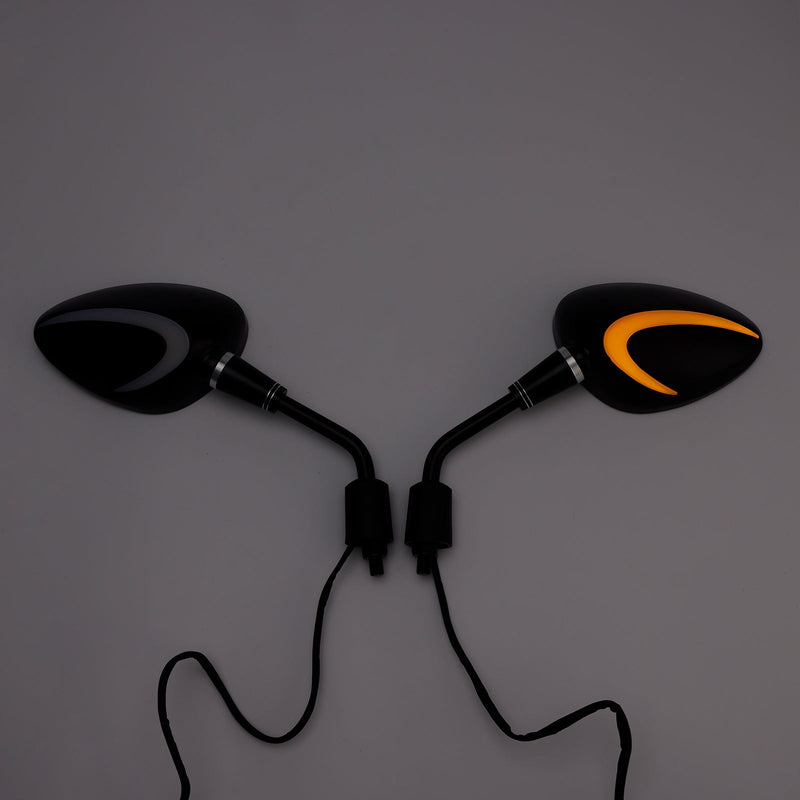 Black LED Turn Signal Mirror Pair 10mm Right-hand threading For Piaggio Vespa