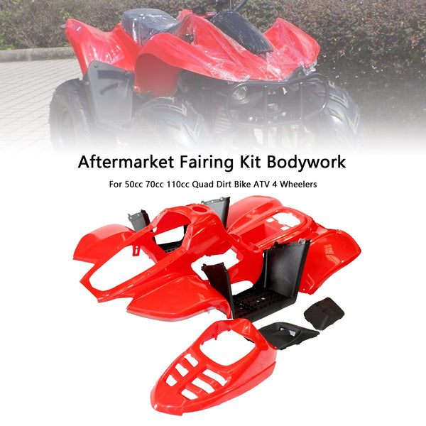 Plastic Fairing Fender Kit For 50cc 70cc 110cc Dinosaur Quad Dirt Bike ATV Rød