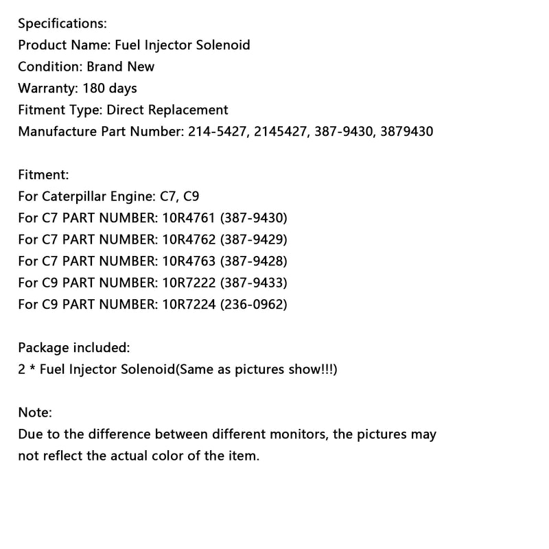 2 STÜCKE Kraftstoffeinspritzventil 214-5427 Passend für Caterpillar Fit CAT C7 C9 10R4761