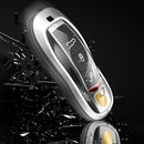 Schwarze Autoschlüsselhülle aus Aluminiumlegierung mit TPU-Technologie und Schnalle für Porsche Cayenne 911