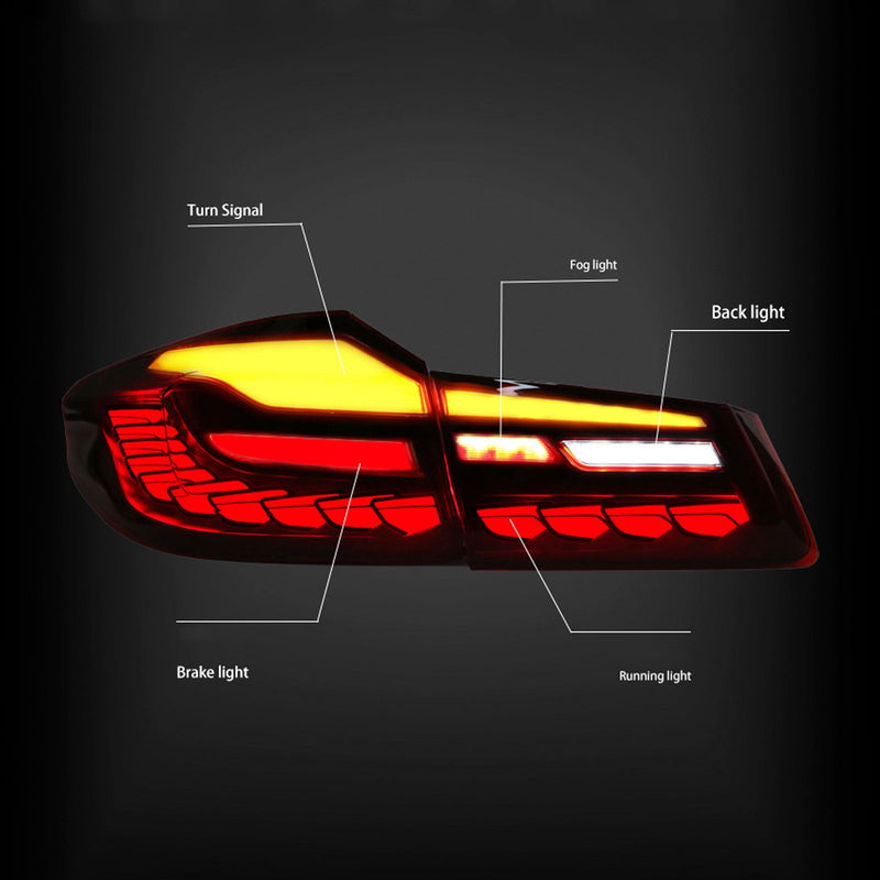 2018–2020 BMW 5 Series G30 G38 L &amp; R rote LED Rückleuchten Rückleuchtenbaugruppe