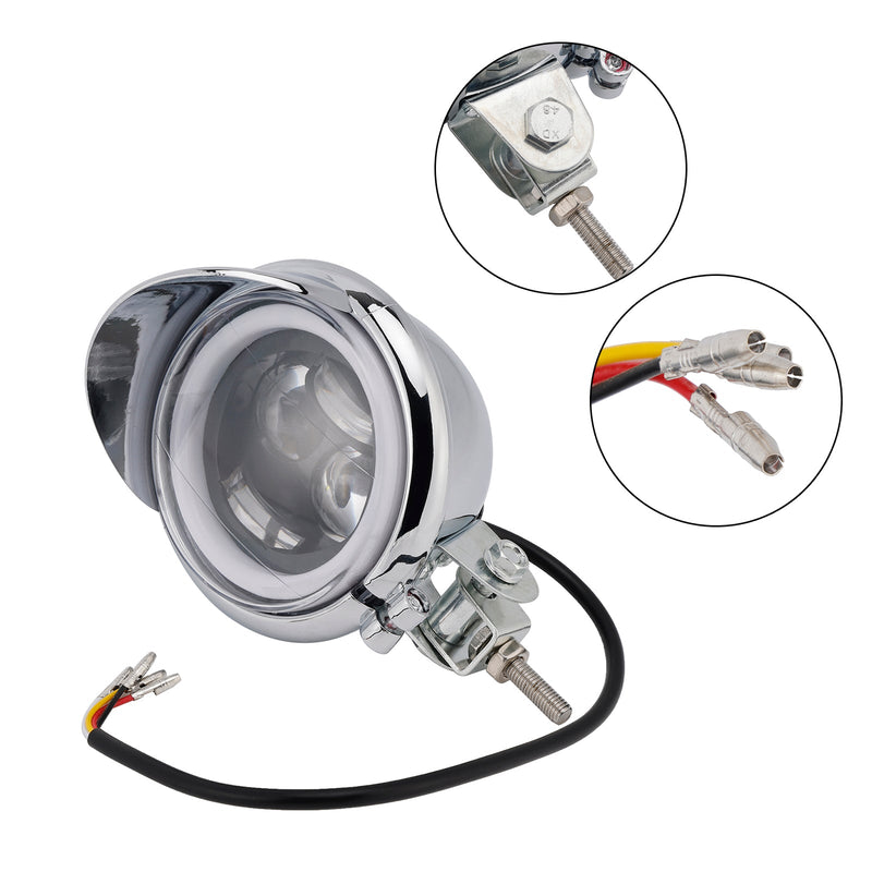 #D62 Headlight Lamp Spotlight Universal Coler Switch Fits Chrome For Motorcycle